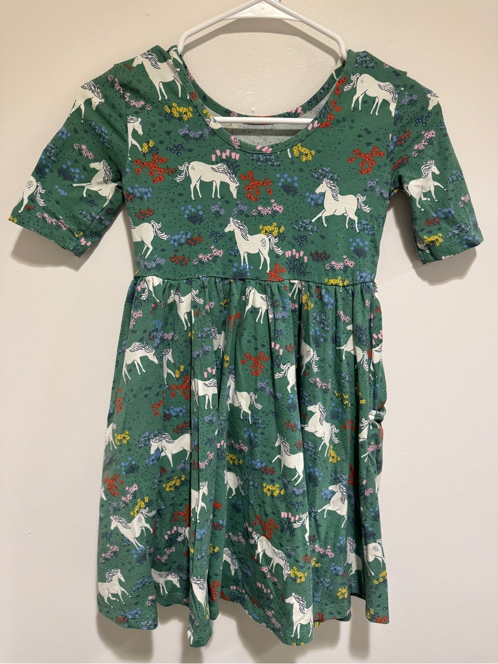 Hanna Andersson Green Unicorn Print Everyday Dress